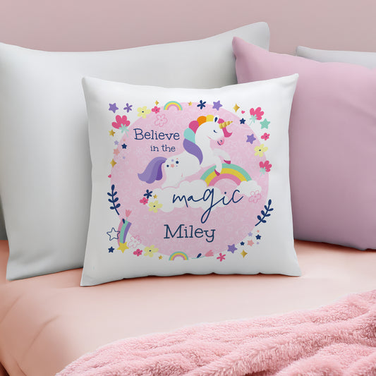 Personalised Pink Unicorn Cushion from Heartfelt Gifts