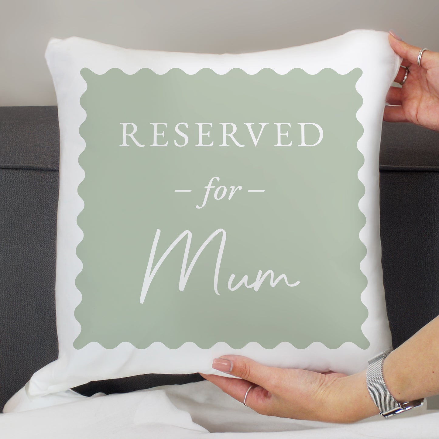 Personalised Sage Green Reserved For Cushion – Birthday Funny Home Gift - image 2