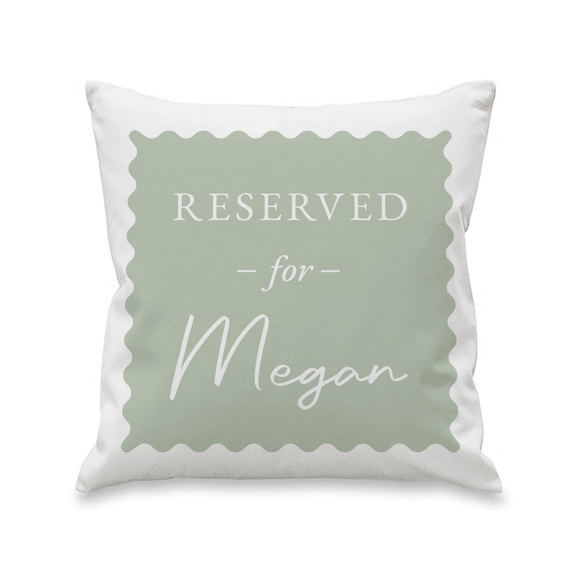 Personalised Sage Green Reserved For Cushion – Birthday Funny Home Gift - image 4