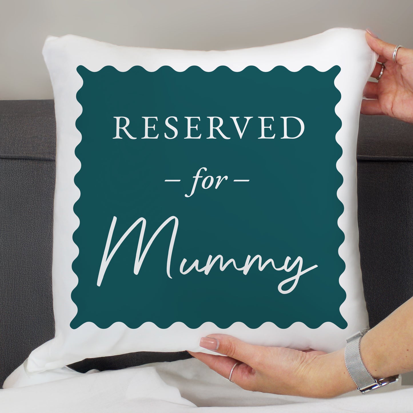Personalised Deep Teal Reserved For Cushion – Birthday Funny Home Gift - image 2