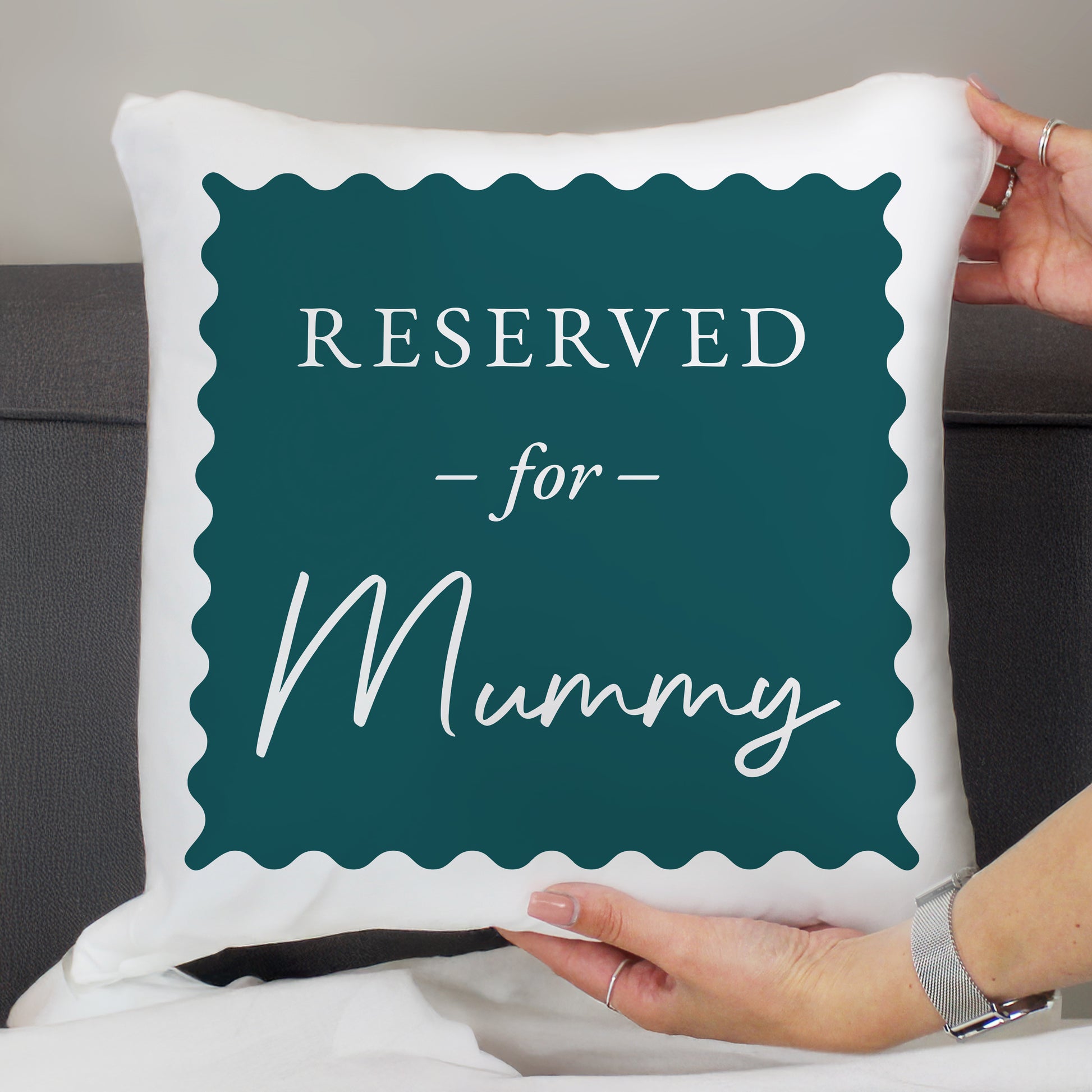 Personalised Deep Teal Reserved For Cushion – Birthday Funny Home Gift - image 2