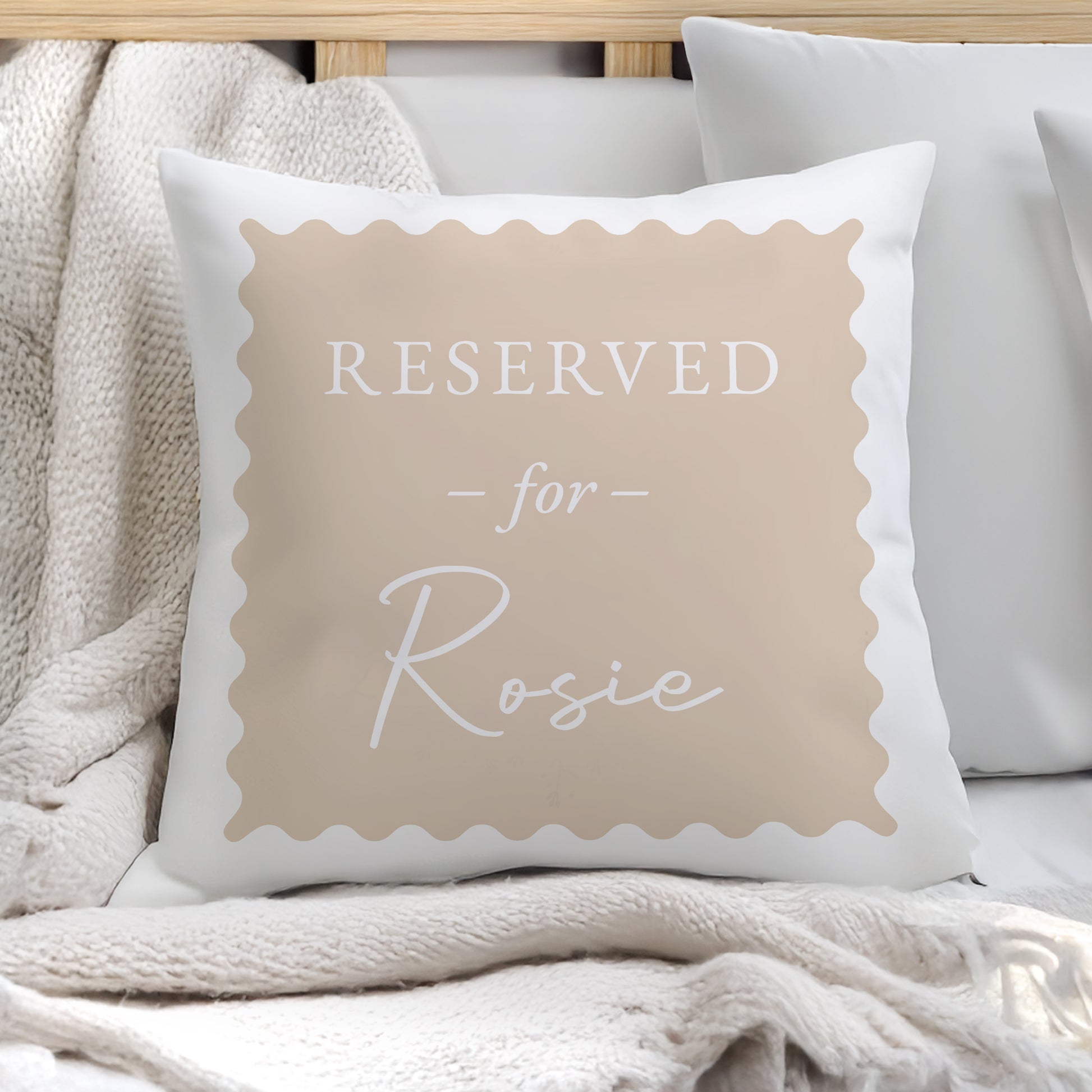 Personalised Cream Reserved For Cushion – Birthday Funny Home Gift