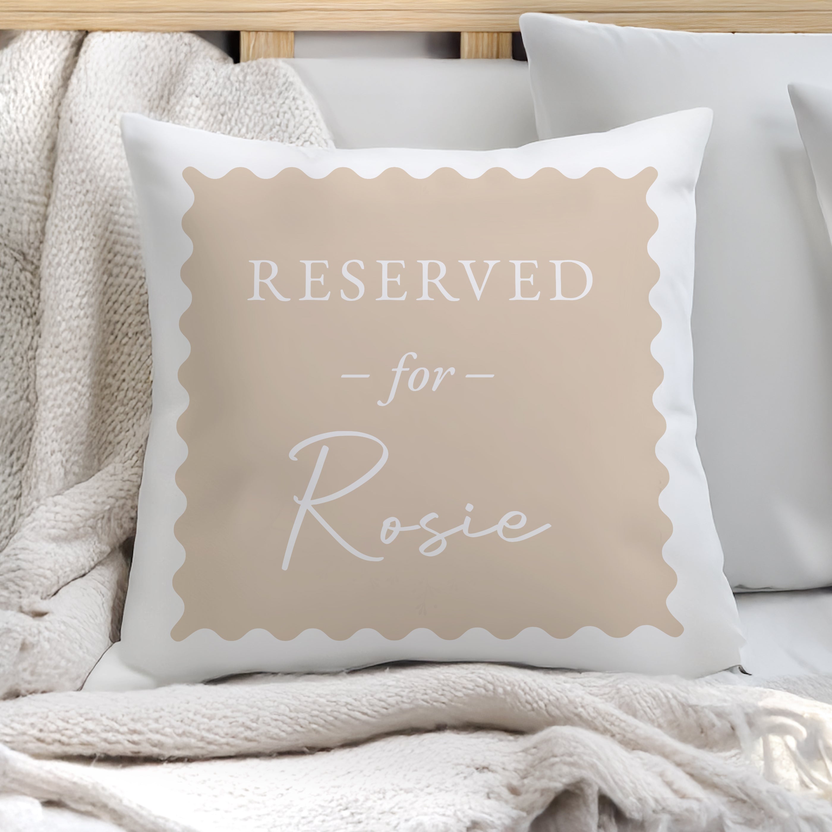 Personalised Cream Reserved For Cushion – Birthday Funny Home Gift