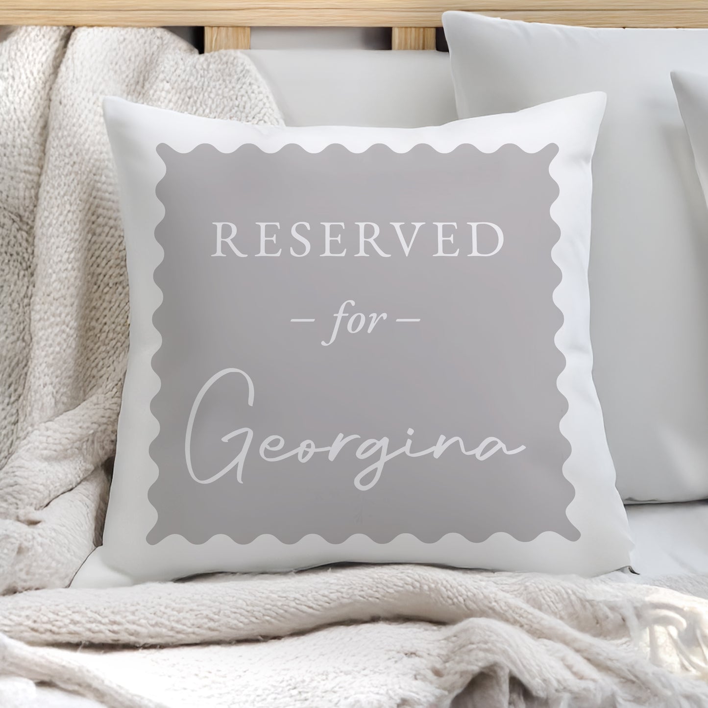 Personalised Grey Reserved For Cushion – Birthday Funny Gift