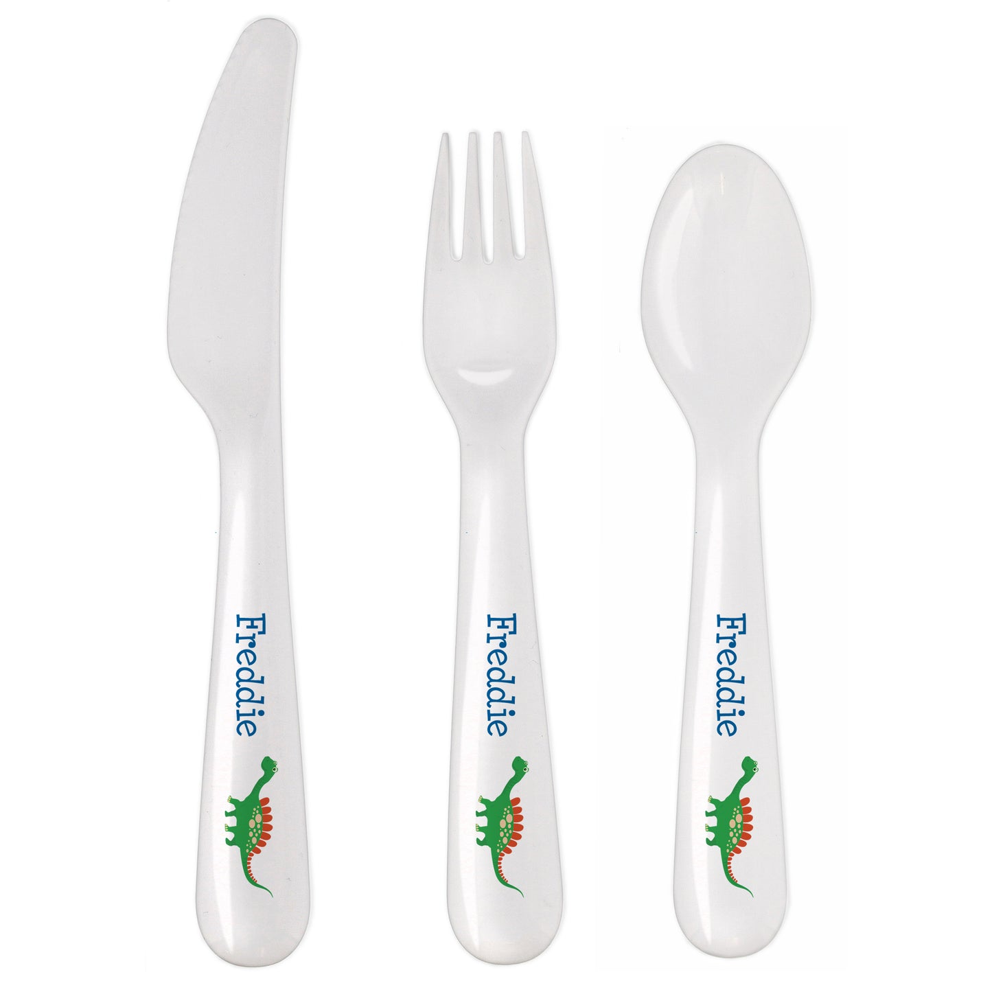 Personalised Dinosaur 3 Piece Plastic Cutlery Set - image 2