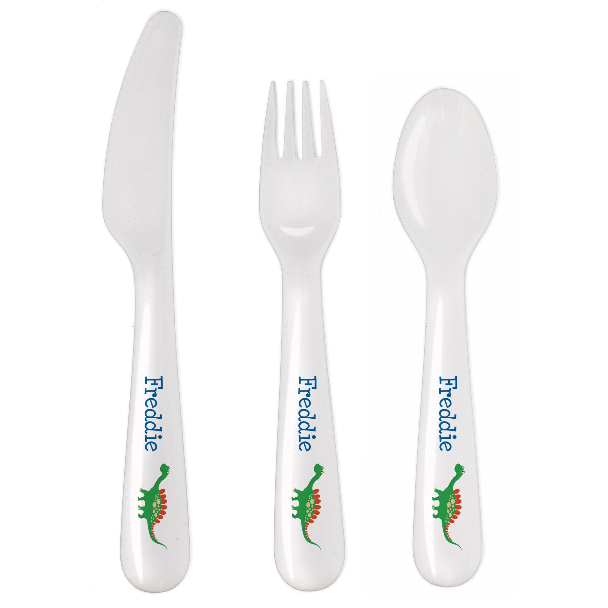 Personalised Dinosaur 3 Piece Plastic Cutlery Set - image 2