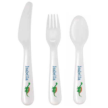 Personalised Dinosaur 3 Piece Plastic Cutlery Set - image 3