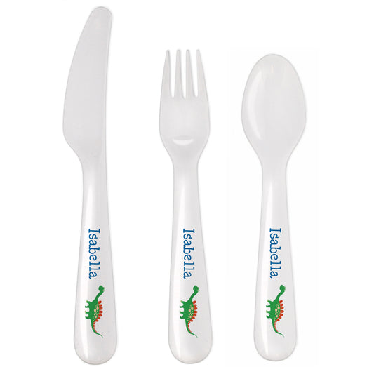 Personalised Dinosaur 3 Piece Plastic Cutlery Set - image 3