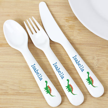 Personalised Dinosaur 3 Piece Plastic Cutlery Set - image 4