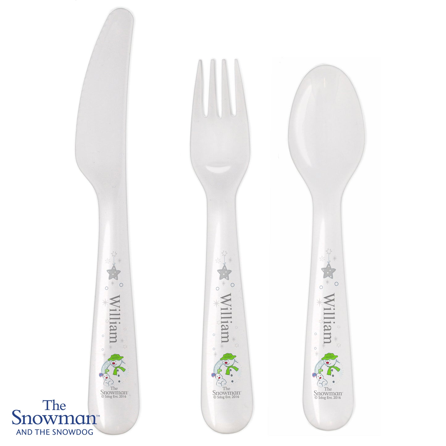 Personalised The Snowman and the Snowdog 3 Piece Plastic Cutlery Set - image 4