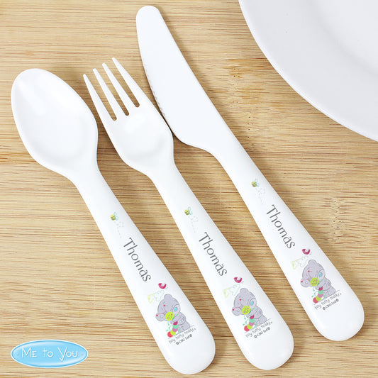 Personalised Tiny Tatty Teddy Cuddle Bug 3 Piece Plastic Cutlery Set from Heartfelt Gifts