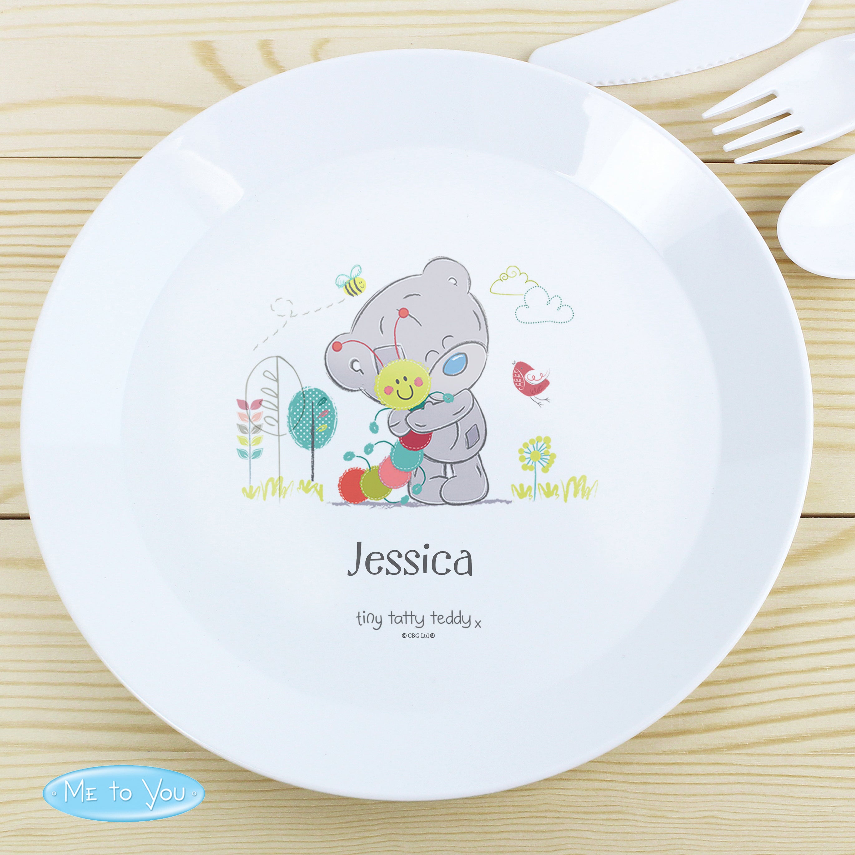Personalised Tiny Tatty Teddy Cuddle Bug Plastic Plate from Heartfelt Gifts