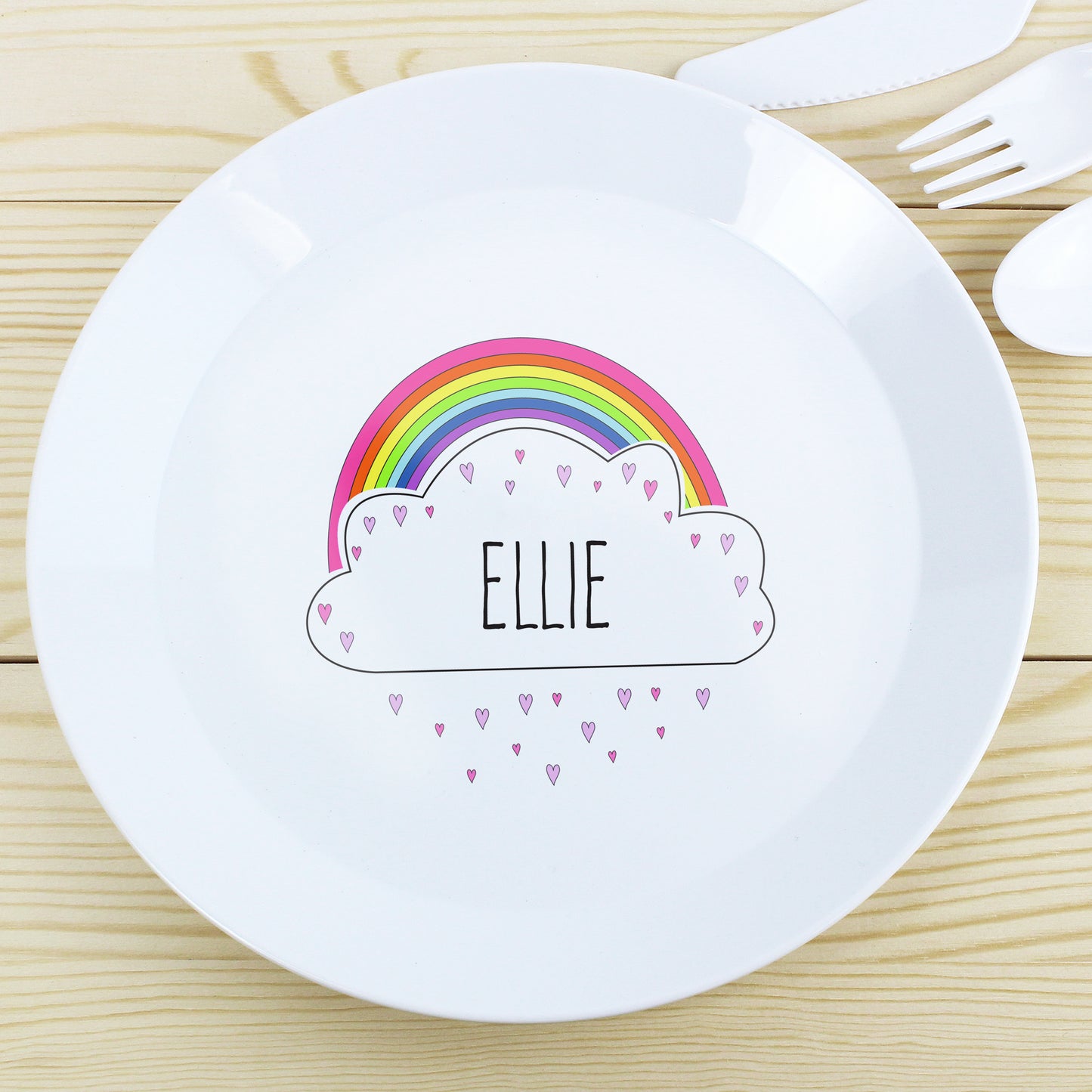 Personalised Rainbow Plastic Plate from Heartfelt Gifts