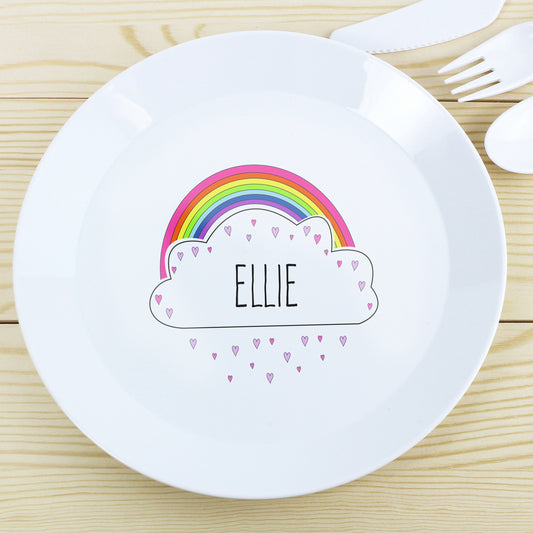 Personalised Rainbow Plastic Plate from Heartfelt Gifts