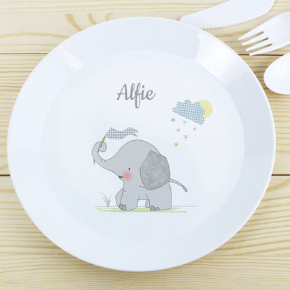 Personalised Hessian Elephant Plastic Plate from Heartfelt Gifts