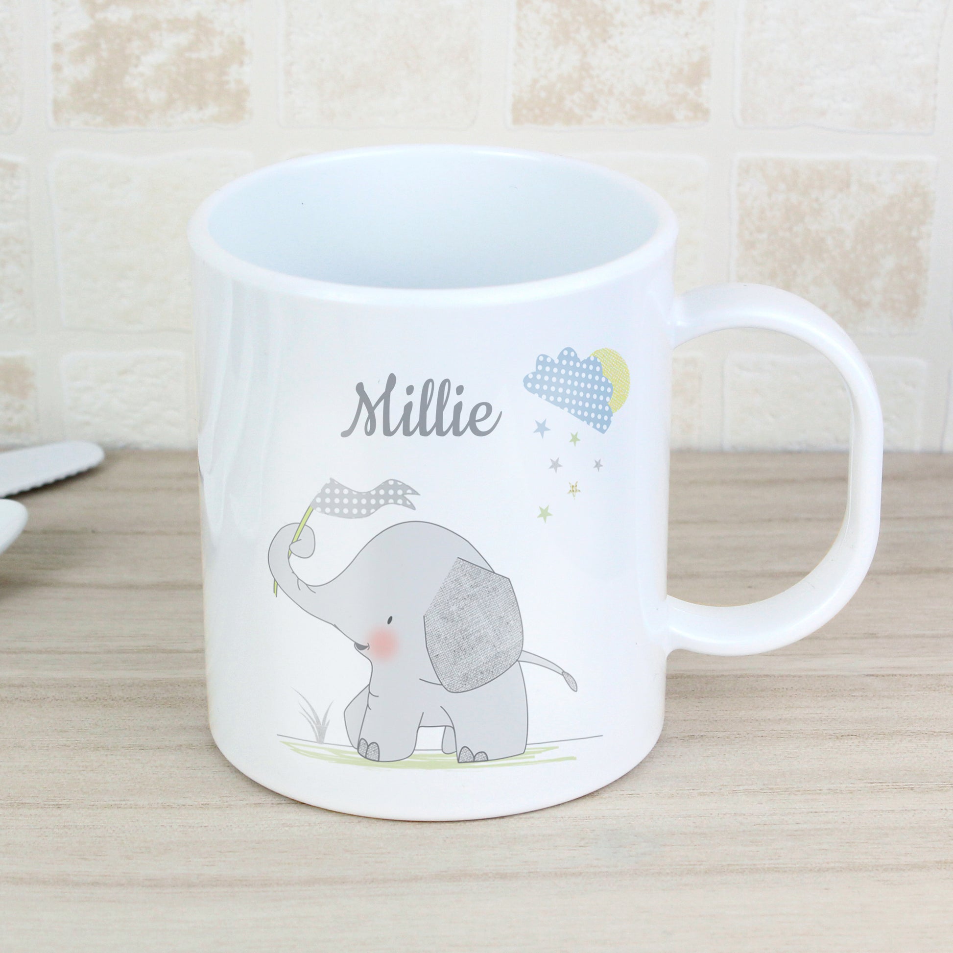 Personalised Hessian Elephant Plastic Mug - image 3