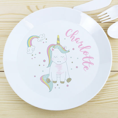 Personalised Baby Unicorn Plastic Plate from Heartfelt Gifts