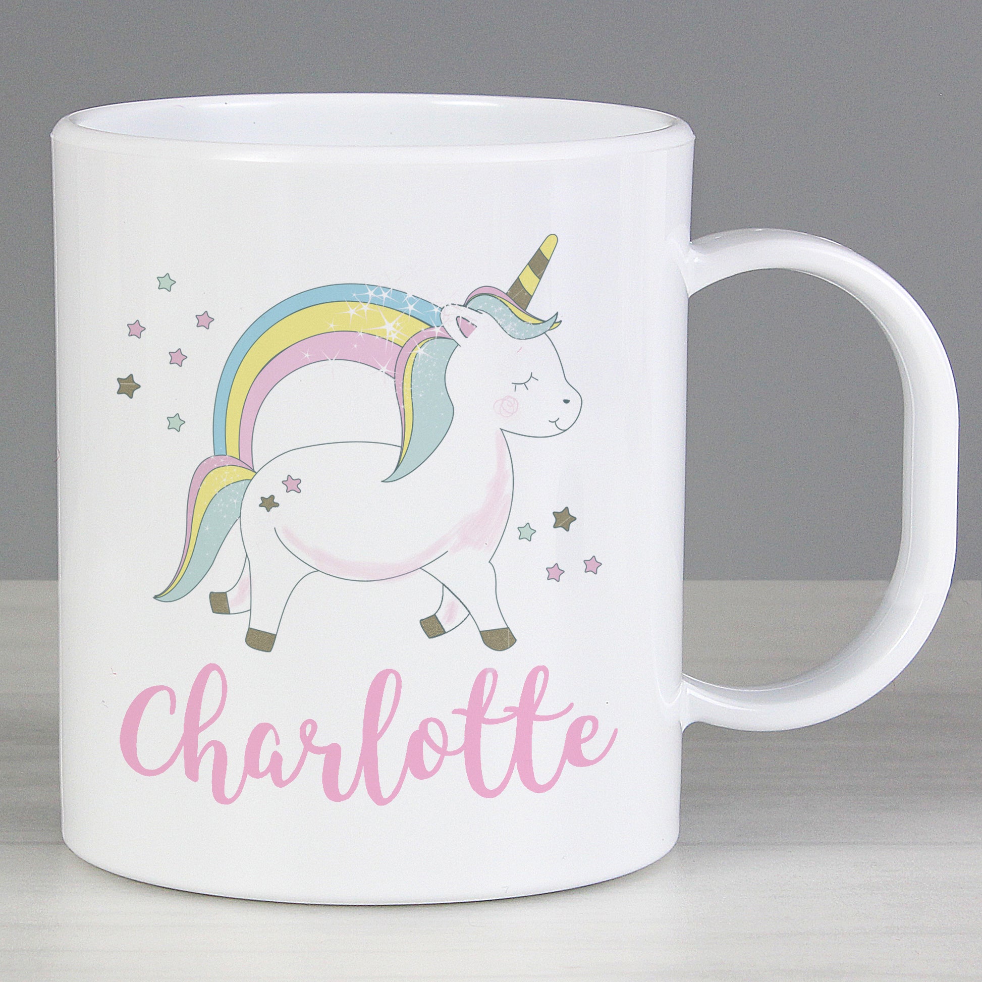 Personalised Baby Unicorn Plastic Mug from Heartfelt Gifts
