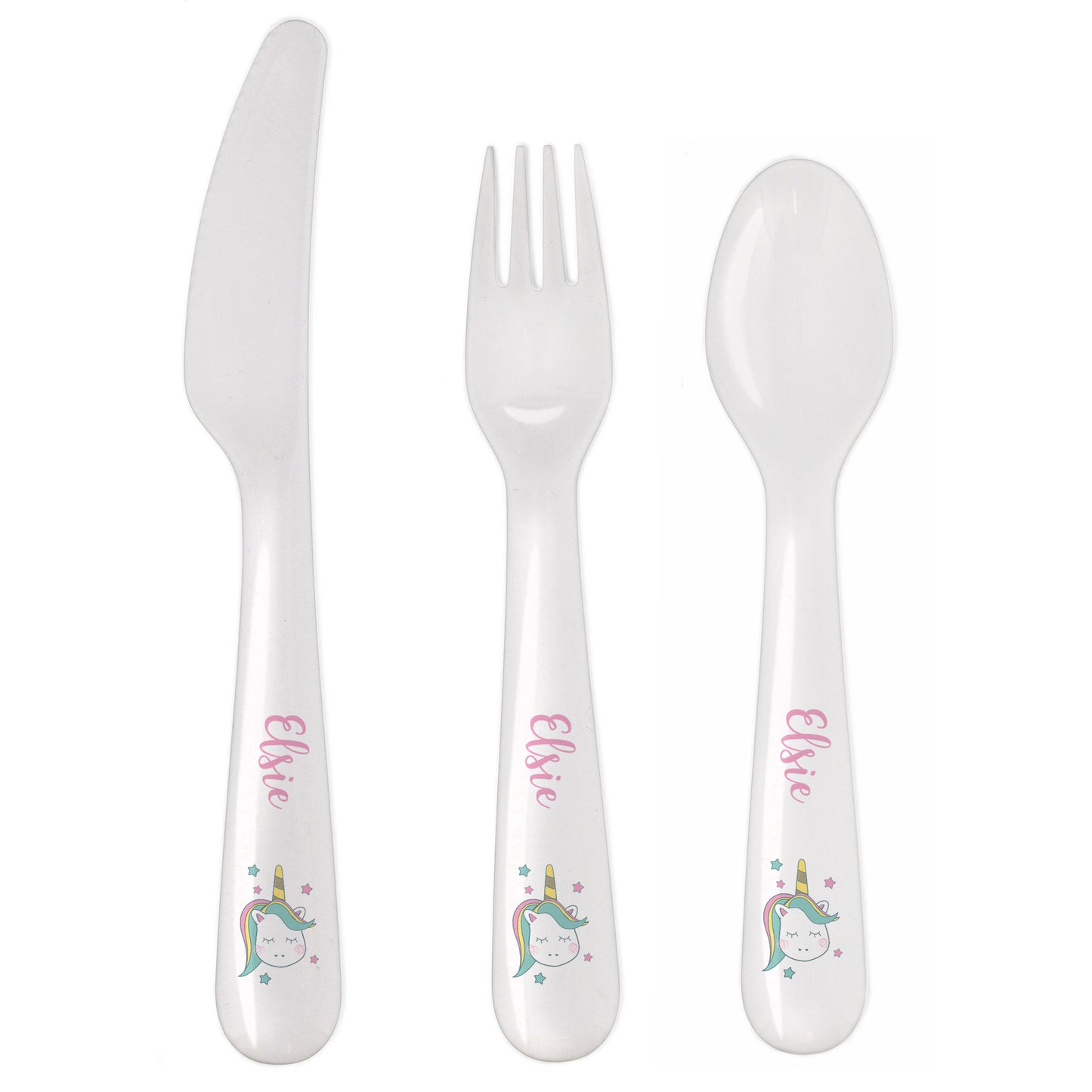 Personalised Baby Unicorn Plastic Cutlery - image 2