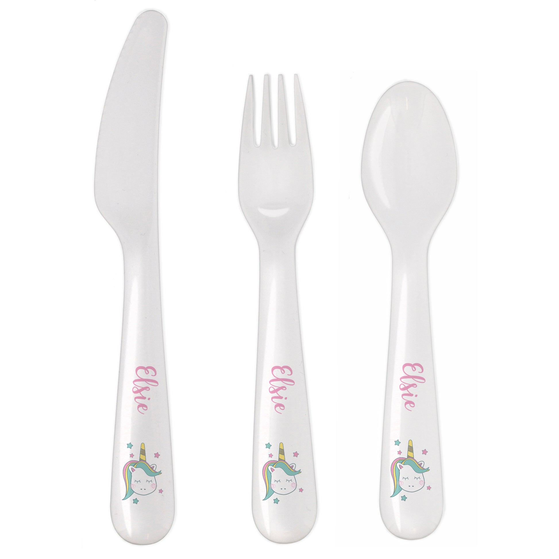 Personalised Baby Unicorn Plastic Cutlery - image 2