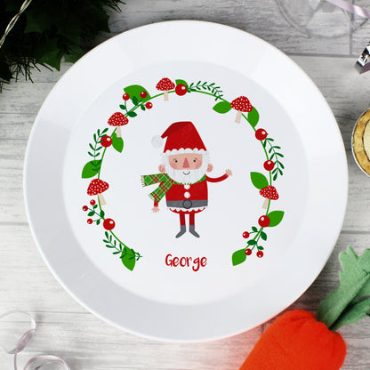 Personalised Christmas Toadstool Santa Plastic Plate - image 4