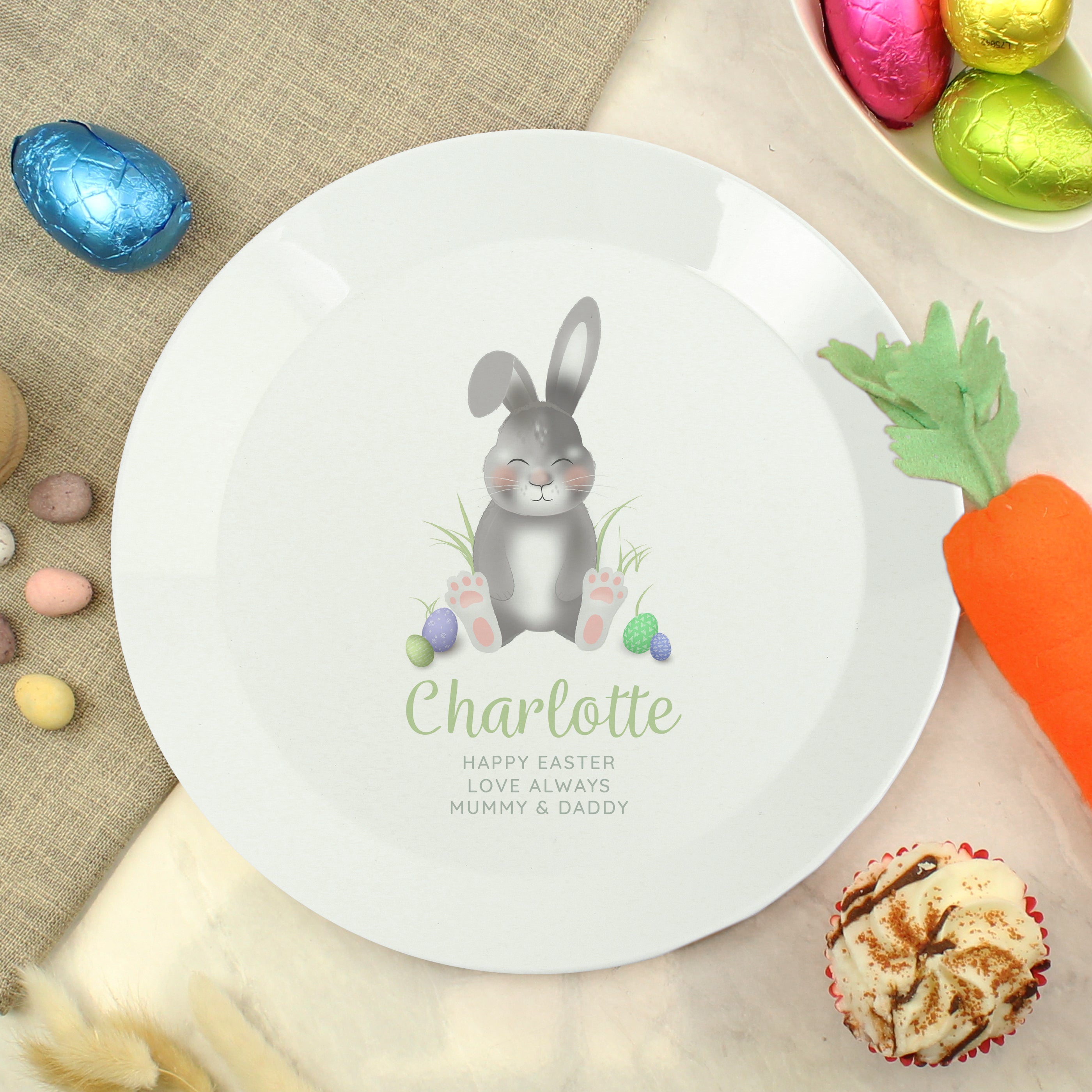 Personalised Easter Bunny Plastic Plate from Heartfelt Gifts