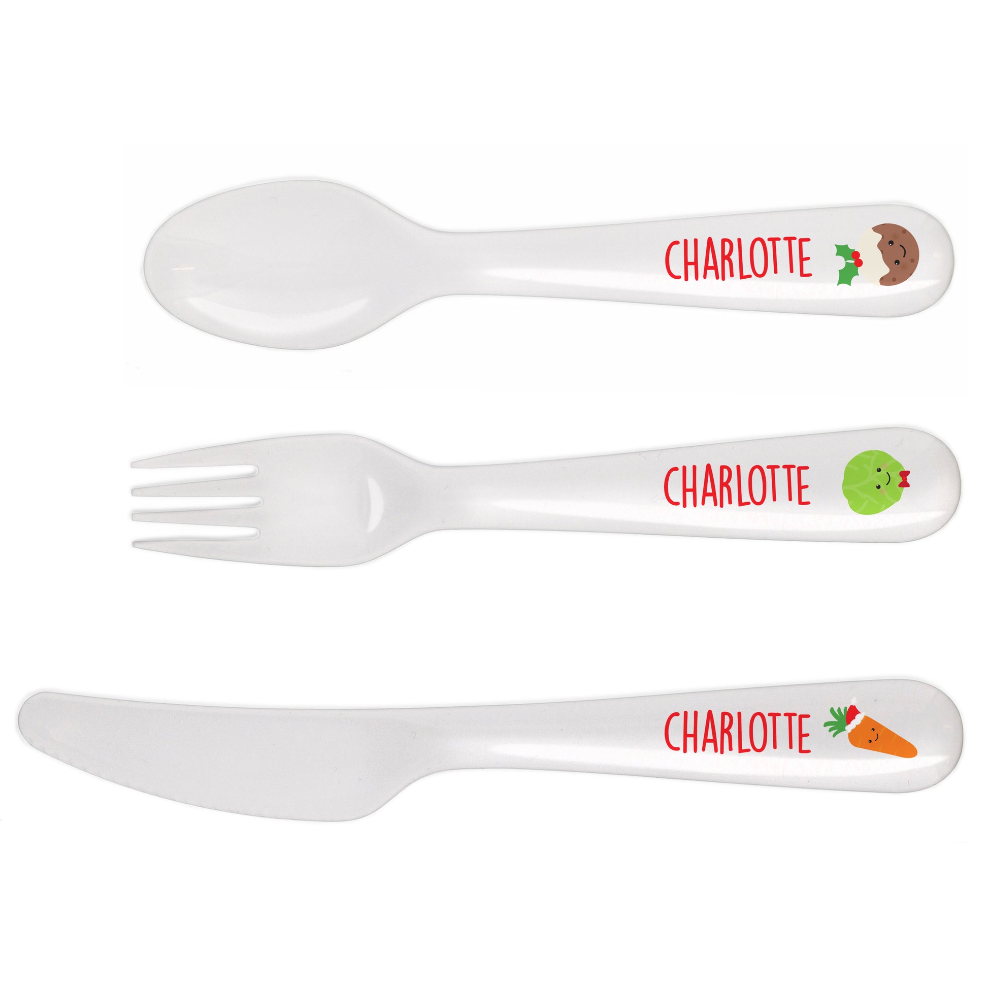 Personalised 'First Christmas Dinner' 3 Piece Plastic Cutlery Set - image 2