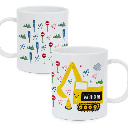 Personalised Digger Plastic Mug - image 2