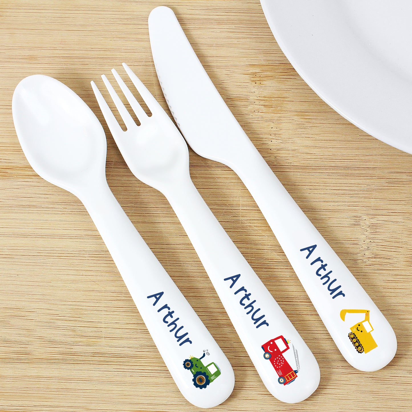 Personalised Vehicles Plastic Cutlery from Heartfelt Gifts