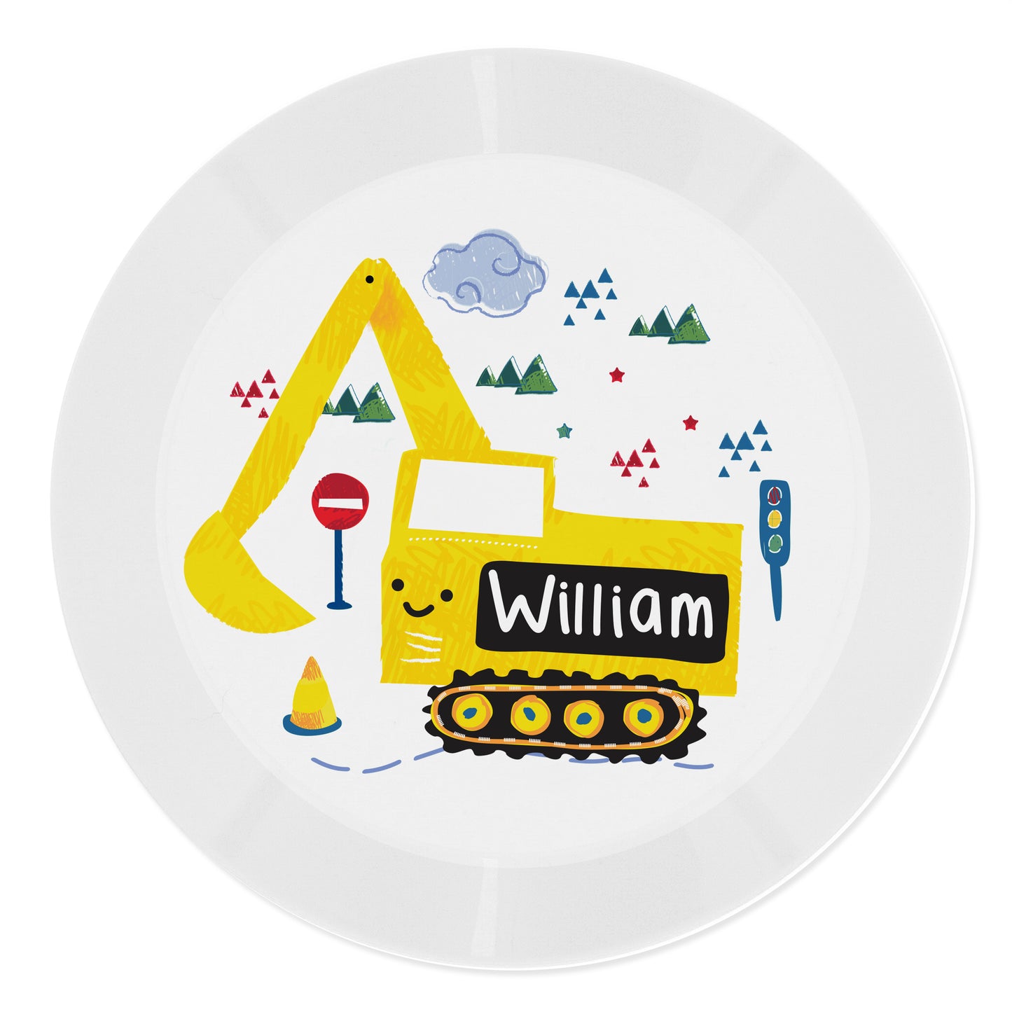 Personalised Digger Plastic Plate - image 2