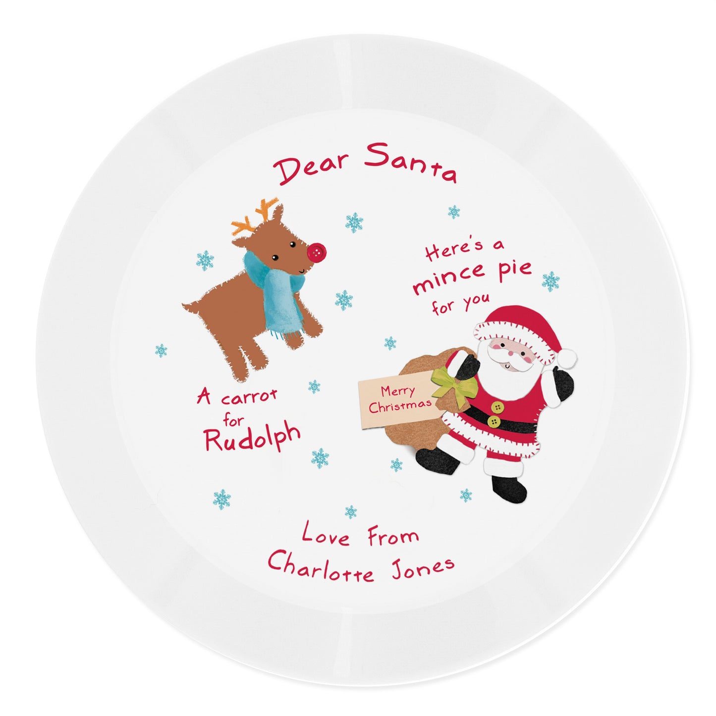 Personalised Santa and Rudolph Christmas Eve Mince Pie Plastic Plate - image 2