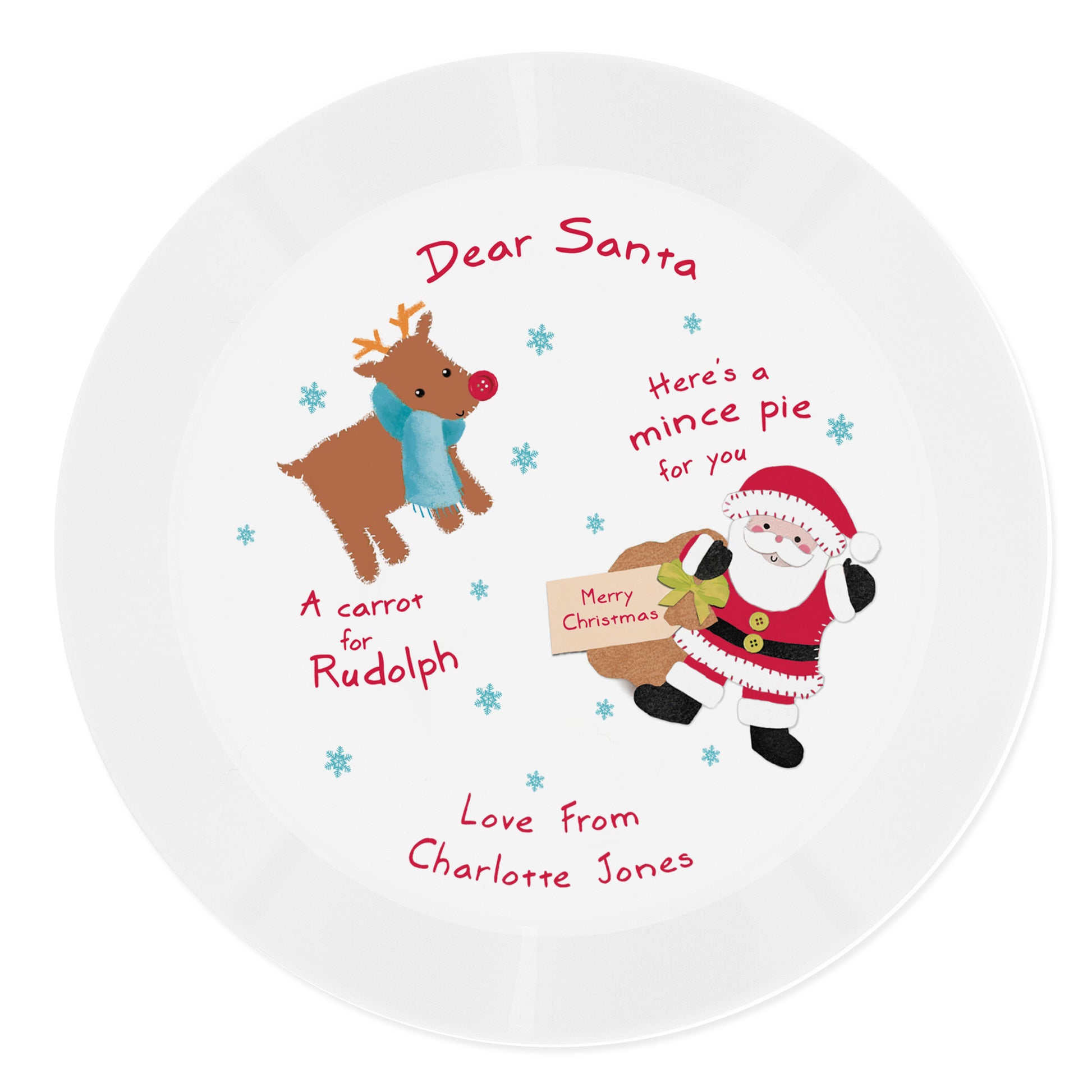 Personalised Santa and Rudolph Christmas Eve Mince Pie Plastic Plate - image 2