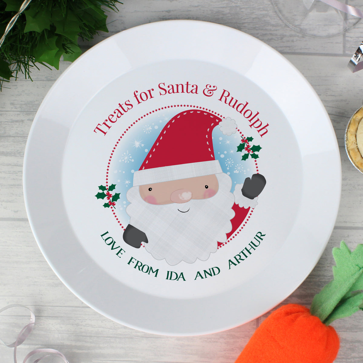 Personalised Santa Christmas Eve Mince Pie Plastic Plate - image 3