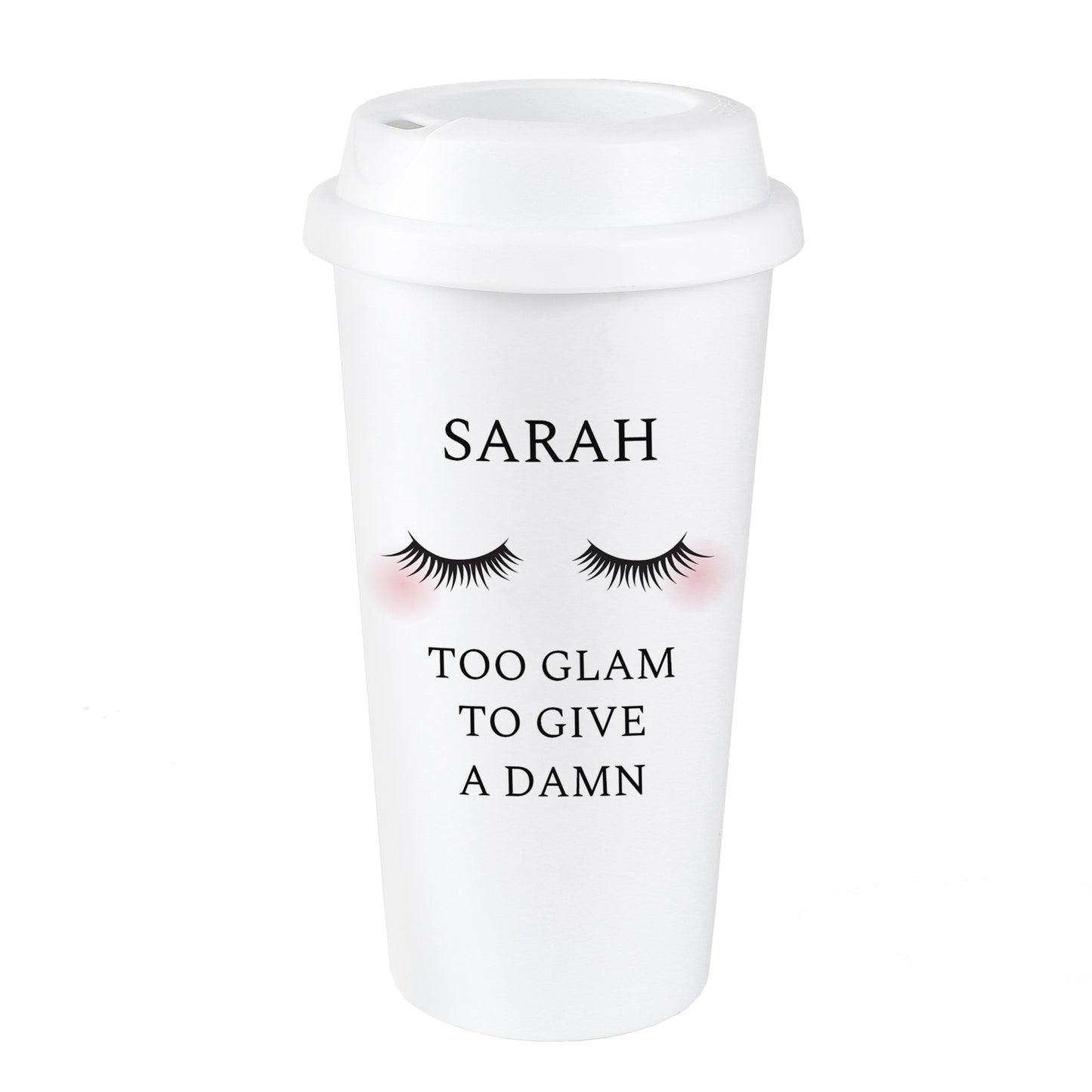Personalised Eyelashes Insulated Reusable Eco Travel Cup - image 2