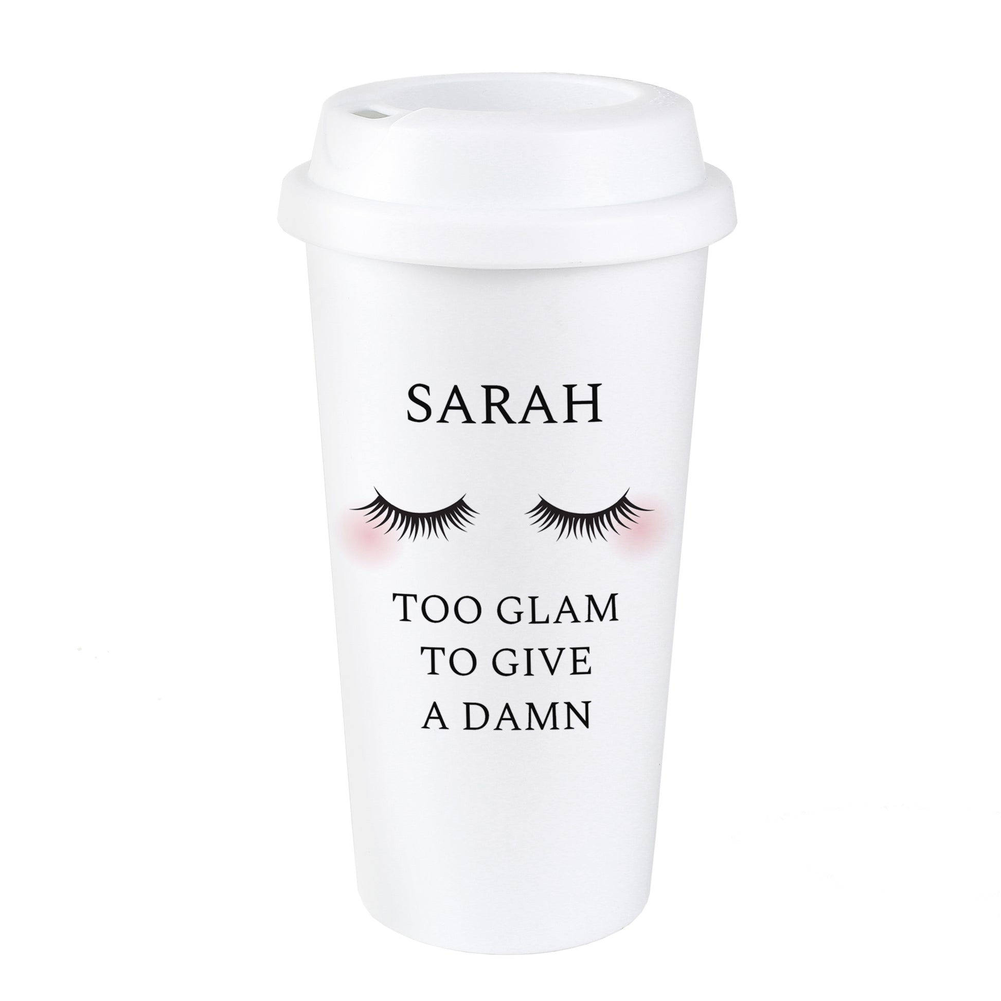 Personalised Eyelashes Insulated Reusable Eco Travel Cup - image 2
