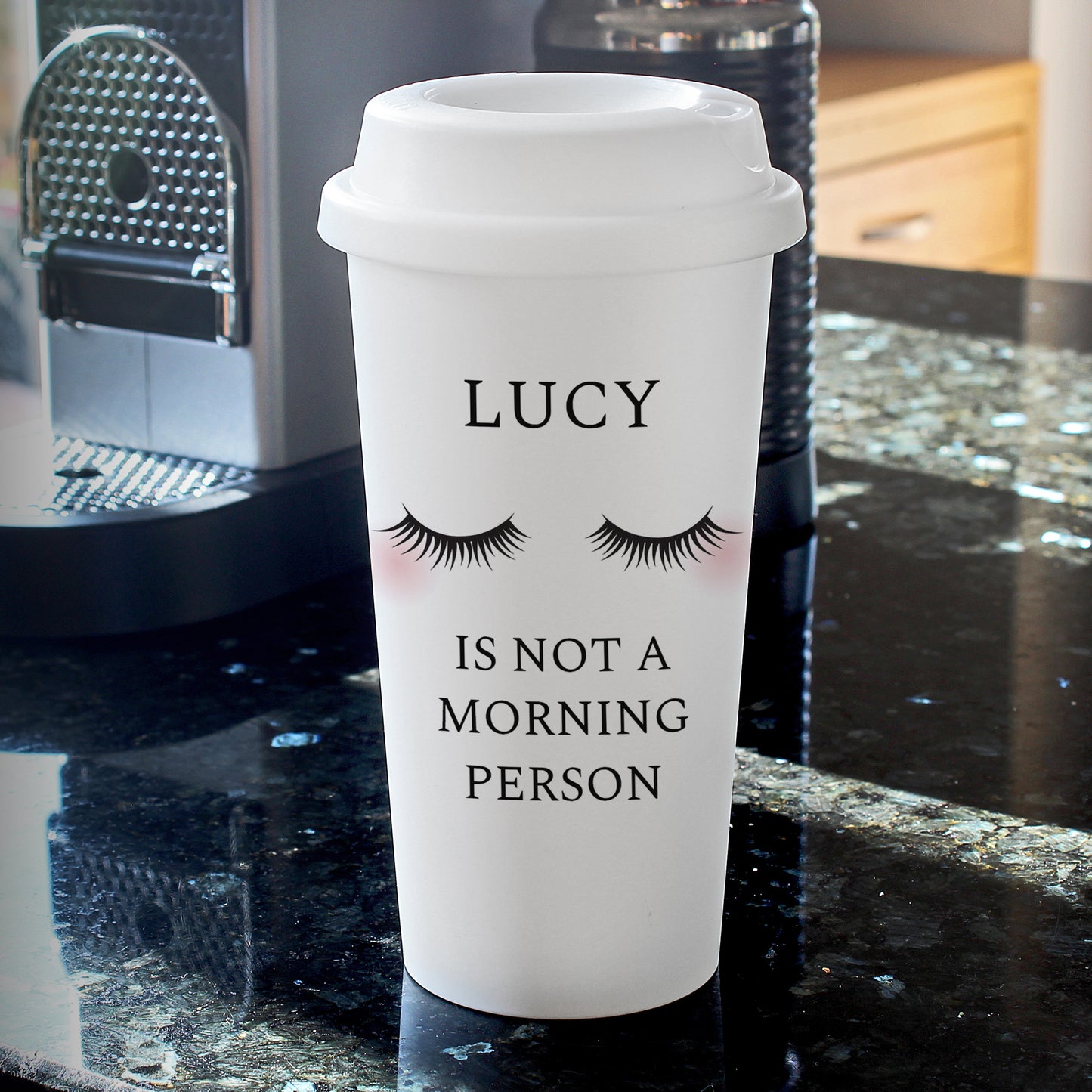 Personalised Eyelashes Insulated Reusable Eco Travel Cup - image 4