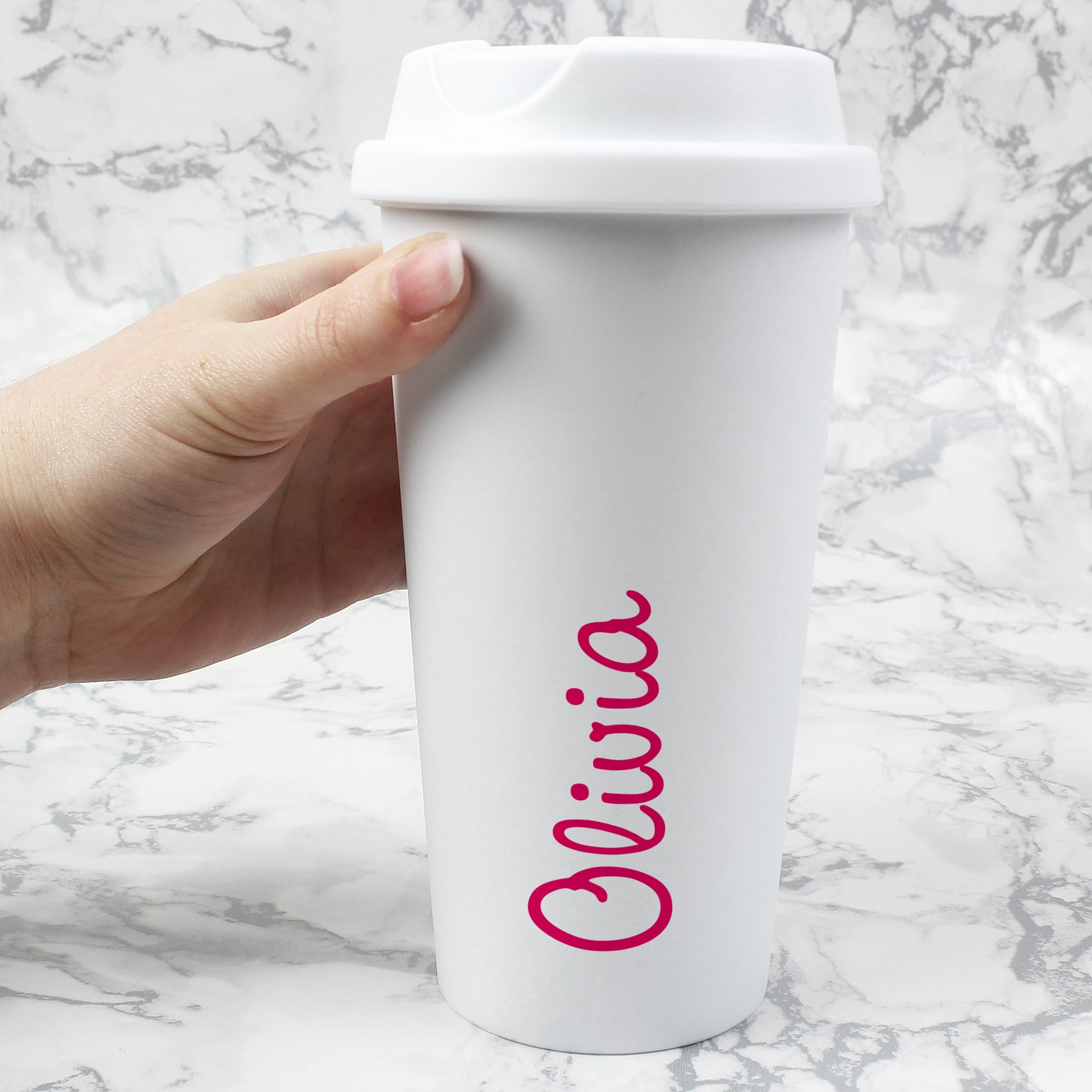Personalised Pink Name Insulated Reusable Eco Travel Cup - image 3