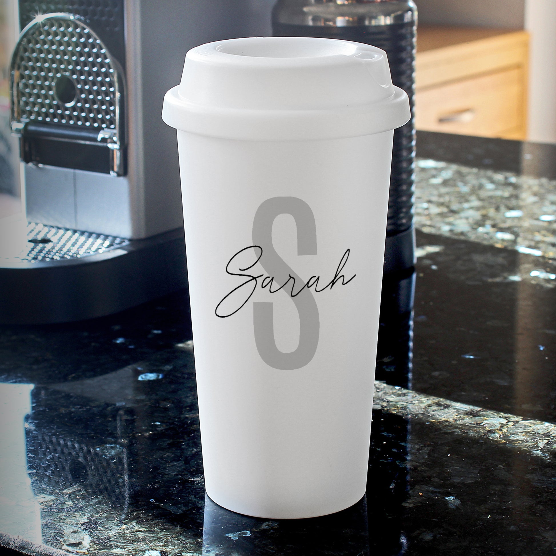 Personalised Initial & Name Insulated Reusable Eco Travel Cup from Heartfelt Gifts