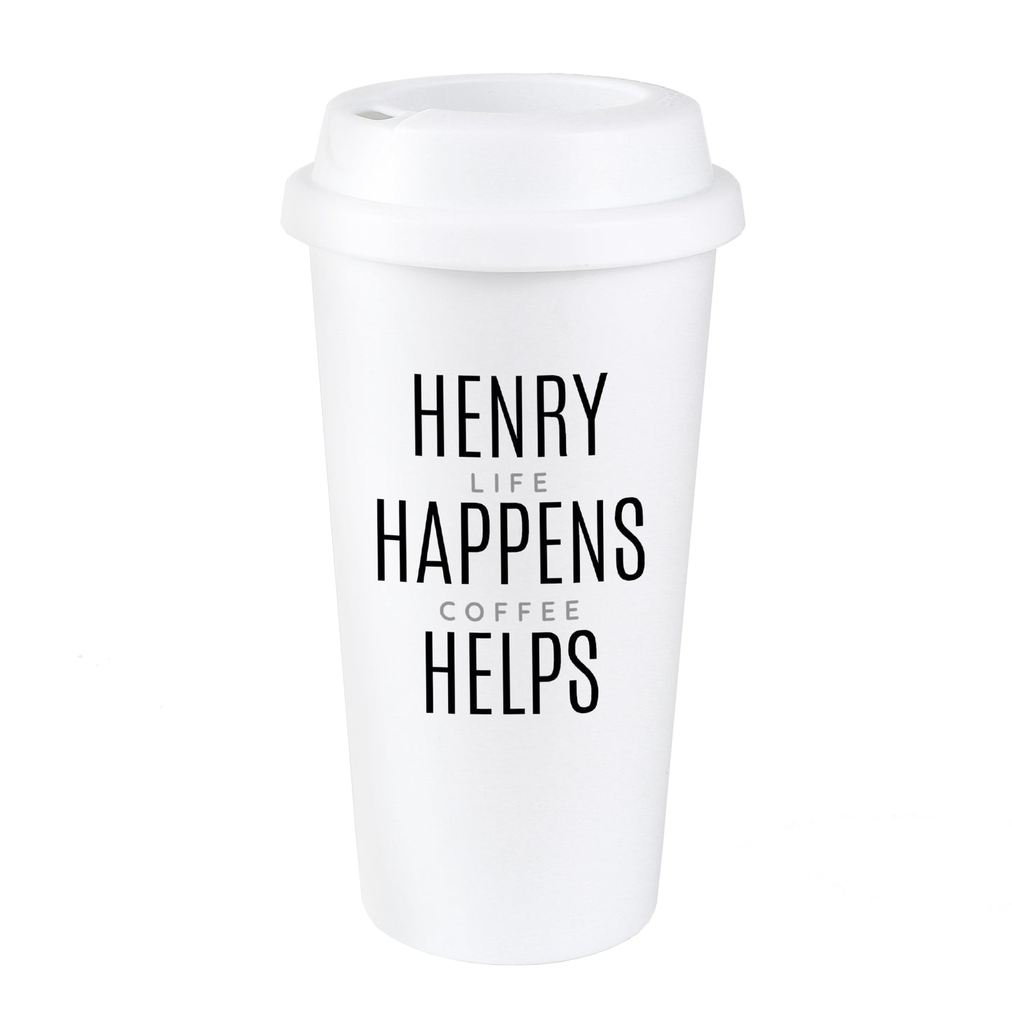 Personalised Black Text Slogan Insulated Reusable Eco Travel Cup - image 2
