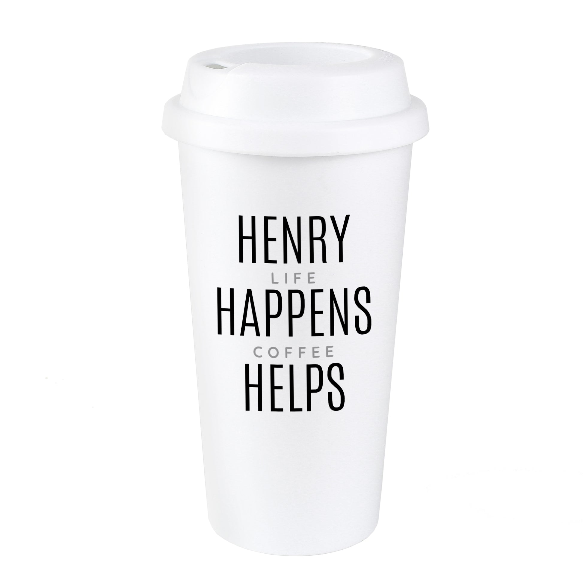 Personalised Black Text Slogan Insulated Reusable Eco Travel Cup - image 2