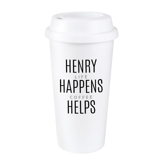 Personalised Black Text Slogan Insulated Reusable Eco Travel Cup - image 2