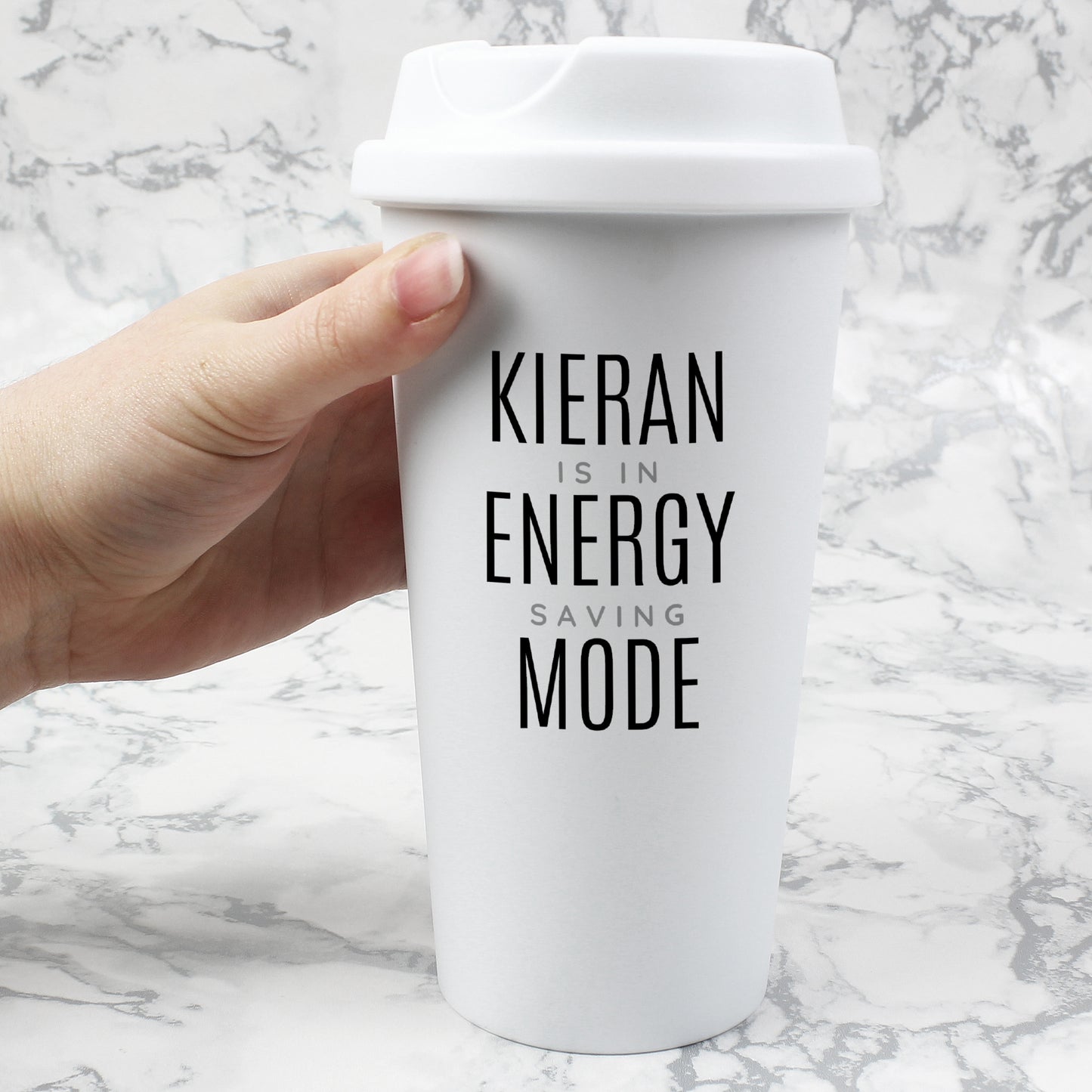 Personalised Black Text Slogan Insulated Reusable Eco Travel Cup - image 5