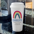 Personalised Rainbow Insulated Reusable Eco Travel Cup from Heartfelt Gifts