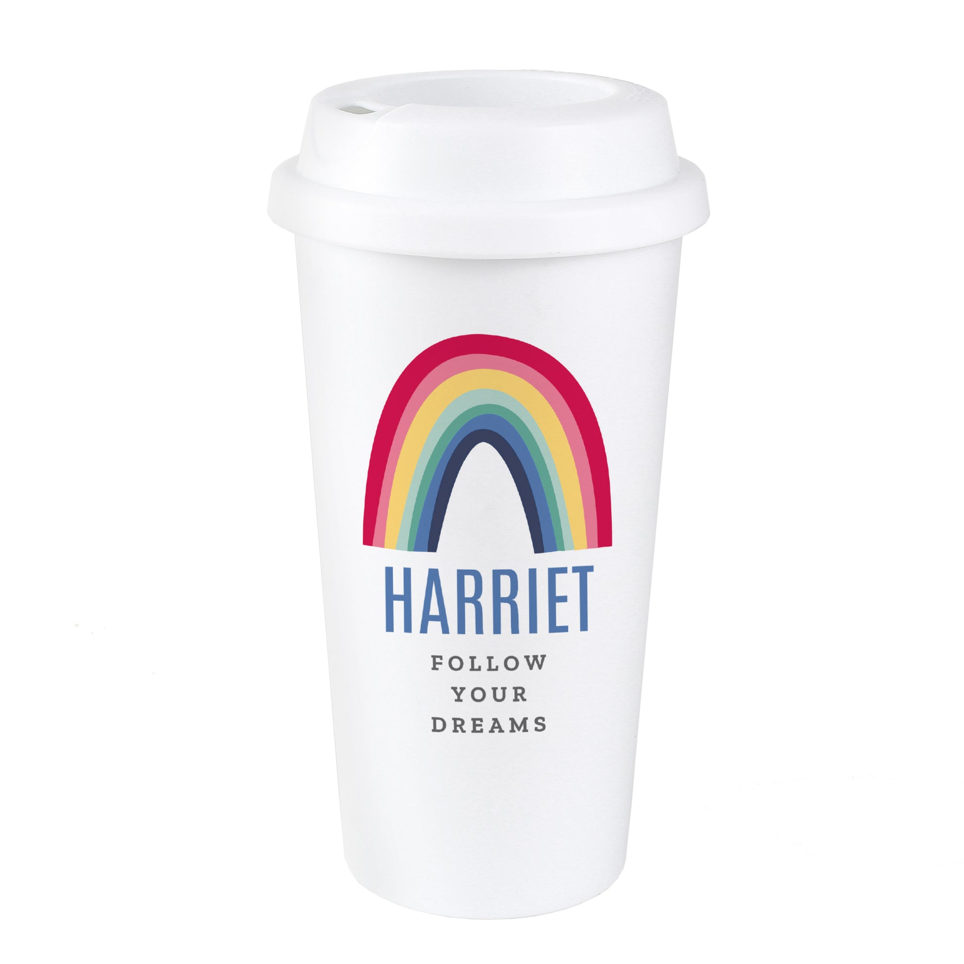 Personalised Rainbow Insulated Reusable Eco Travel Cup - image 2