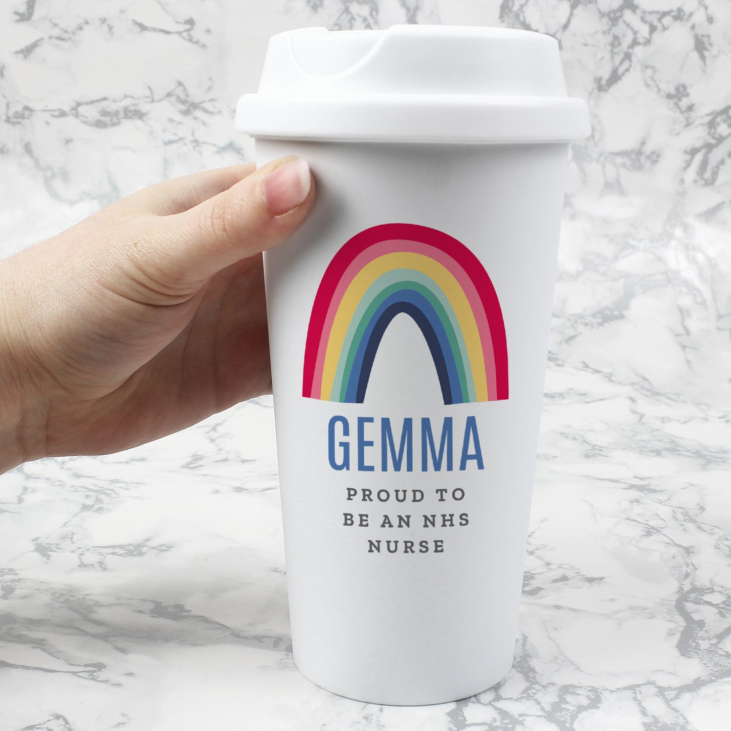 Personalised Rainbow Insulated Reusable Eco Travel Cup - image 3