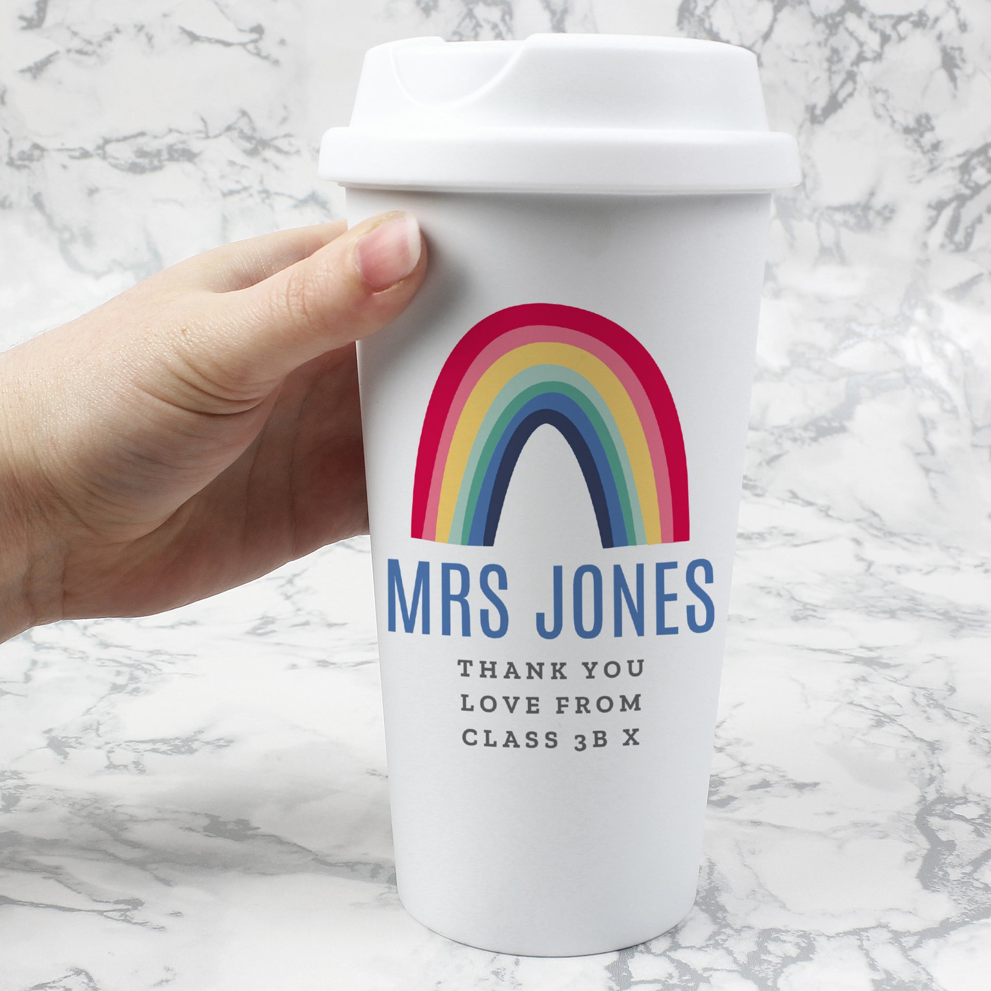 Personalised Rainbow Insulated Reusable Eco Travel Cup - image 5
