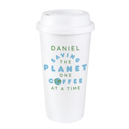 Personalised 'Saving the Planet' Insulated Reusable Eco Travel Cup - image 2
