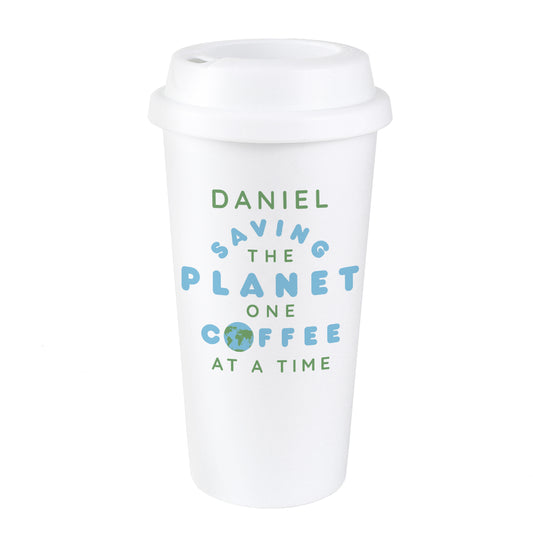 Personalised 'Saving the Planet' Insulated Reusable Eco Travel Cup - image 2