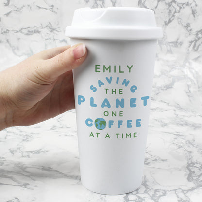 Personalised 'Saving the Planet' Insulated Reusable Eco Travel Cup - image 3