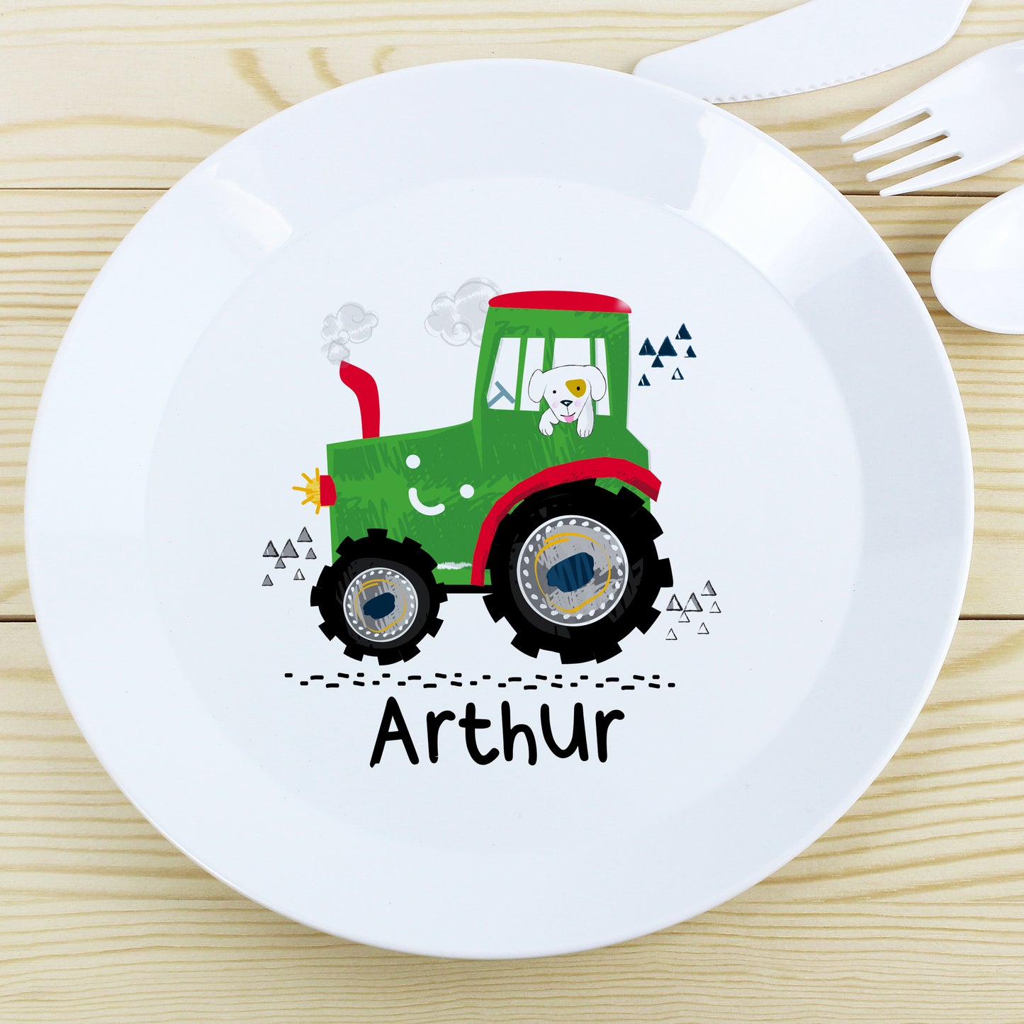 Personalised Tractor Plastic Plate from Heartfelt Gifts